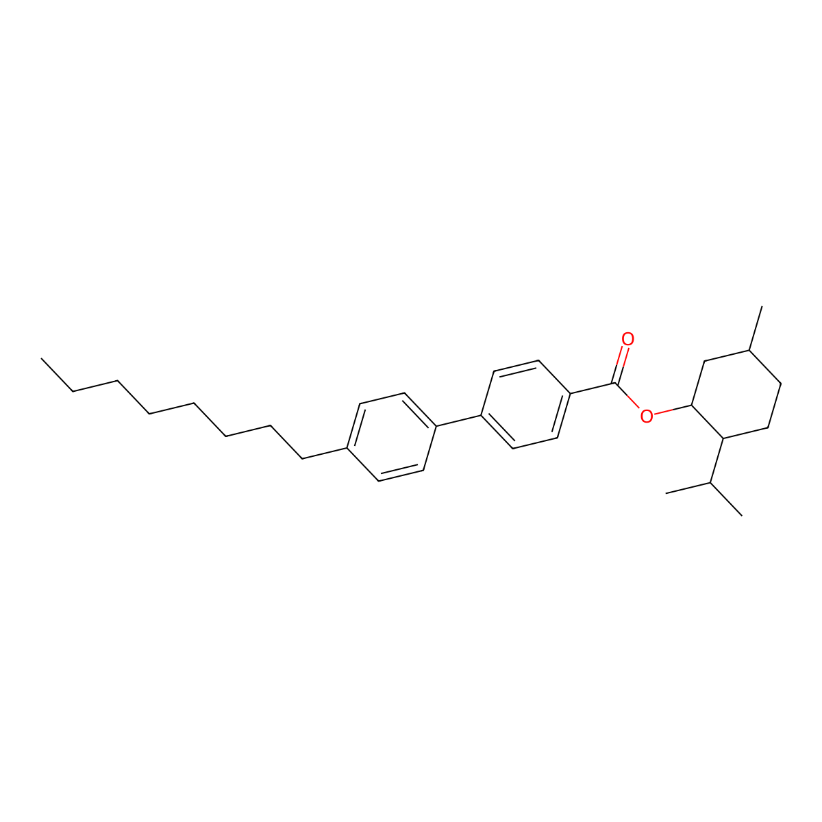 2-Isopropyl-5-methylcyclohexyl 4'-octyl-[1,1'-biphenyl]-4-carboxylate molecular structure, CAS 346707-41-3