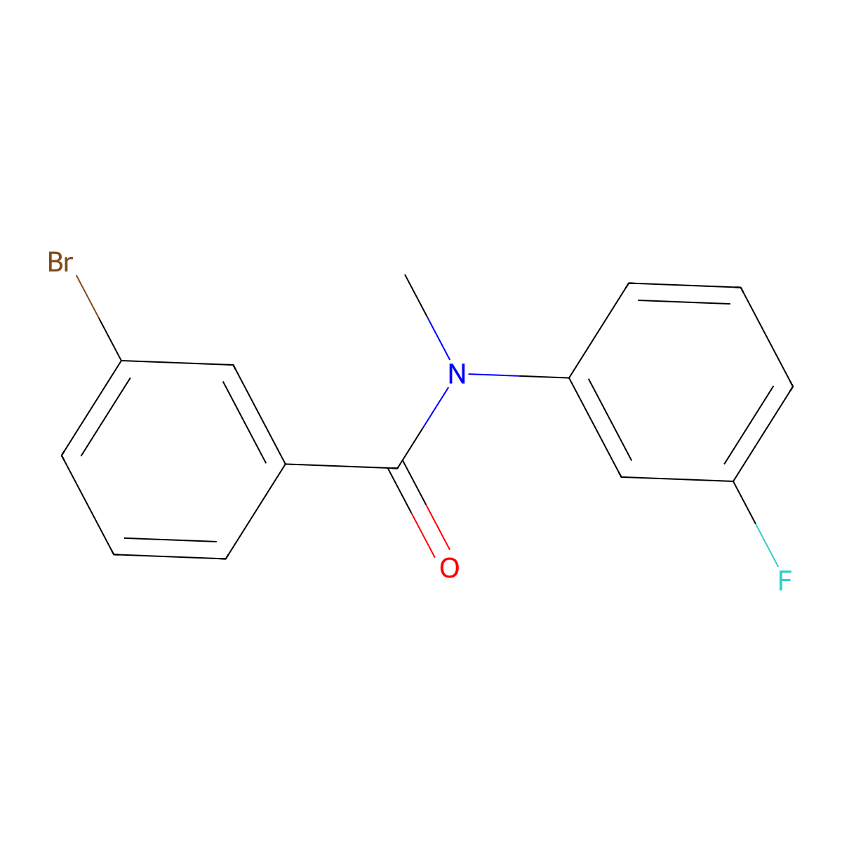 Benzamide, 3-bromo-N-(3-fluorophenyl)-N-methyl- molecular structure, CAS 346708-52-9