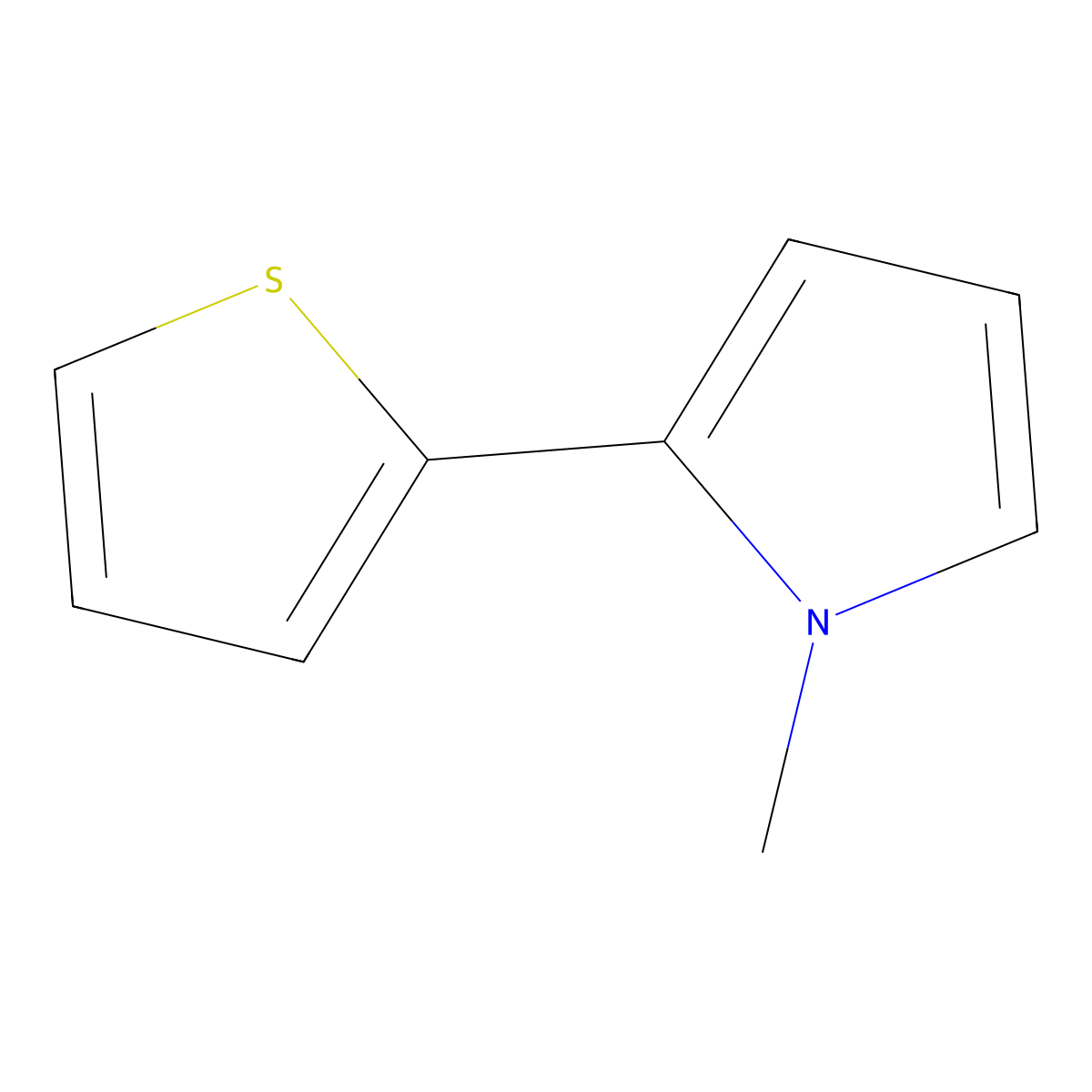 1-Methyl-2-(thiophen-2-yl)-1H-pyrrole molecular structure, CAS 34671-27-7