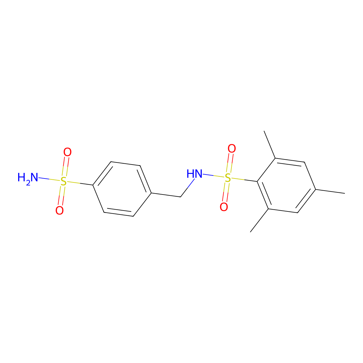2,4,6-trimethyl-N-[(4-sulfamoylphenyl)methyl]benzenesulfonamide molecular structure, CAS 346714-06-5