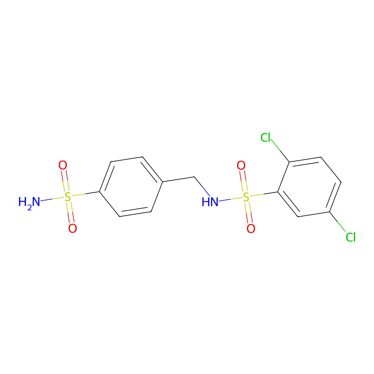 2,5-dichloro-N-[(4-sulfamoylphenyl)methyl]benzenesulfonamide molecular structure, CAS 346714-07-6