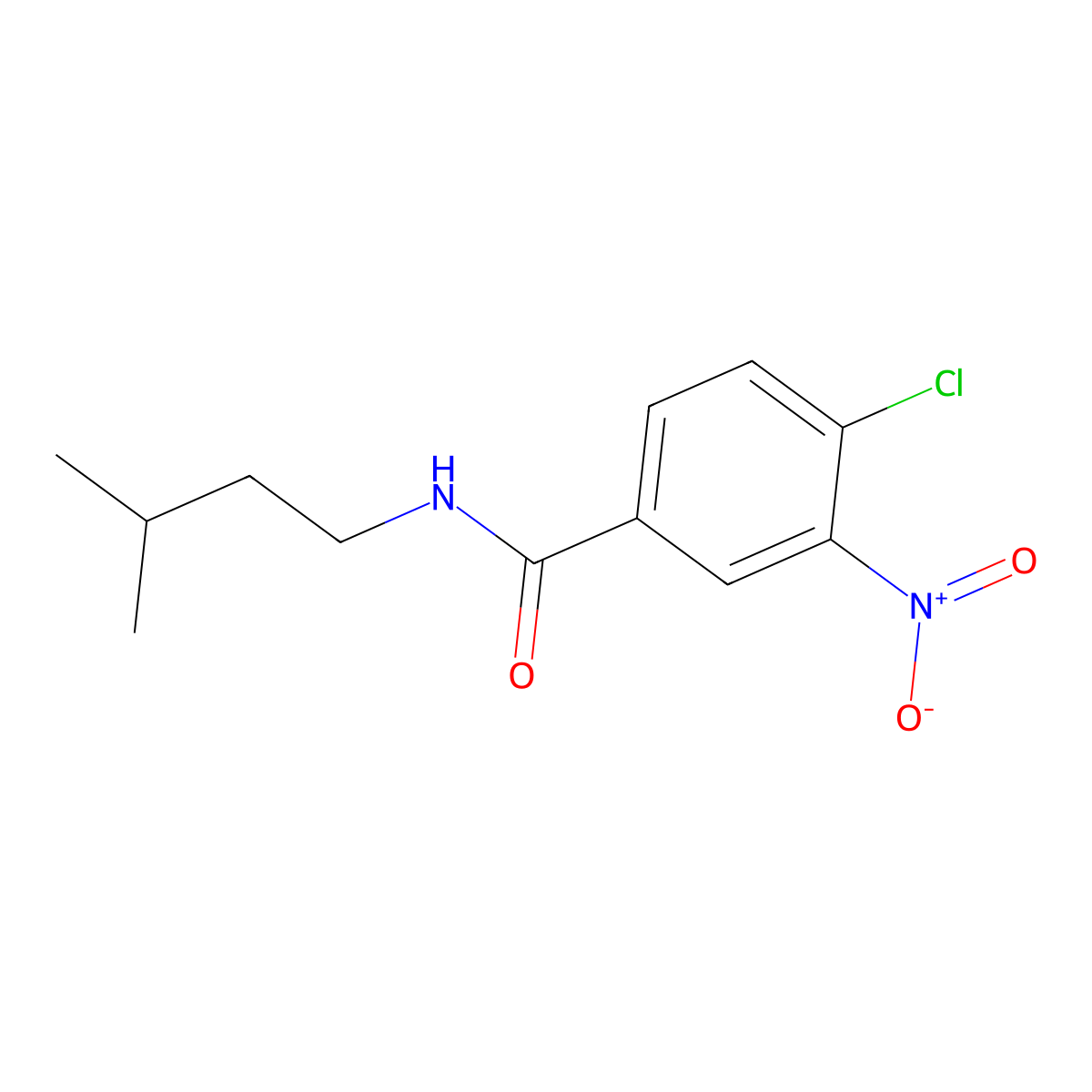 4-chloro-N-(3-methylbutyl)-3-nitrobenzamide molecular structure, CAS 346714-15-6