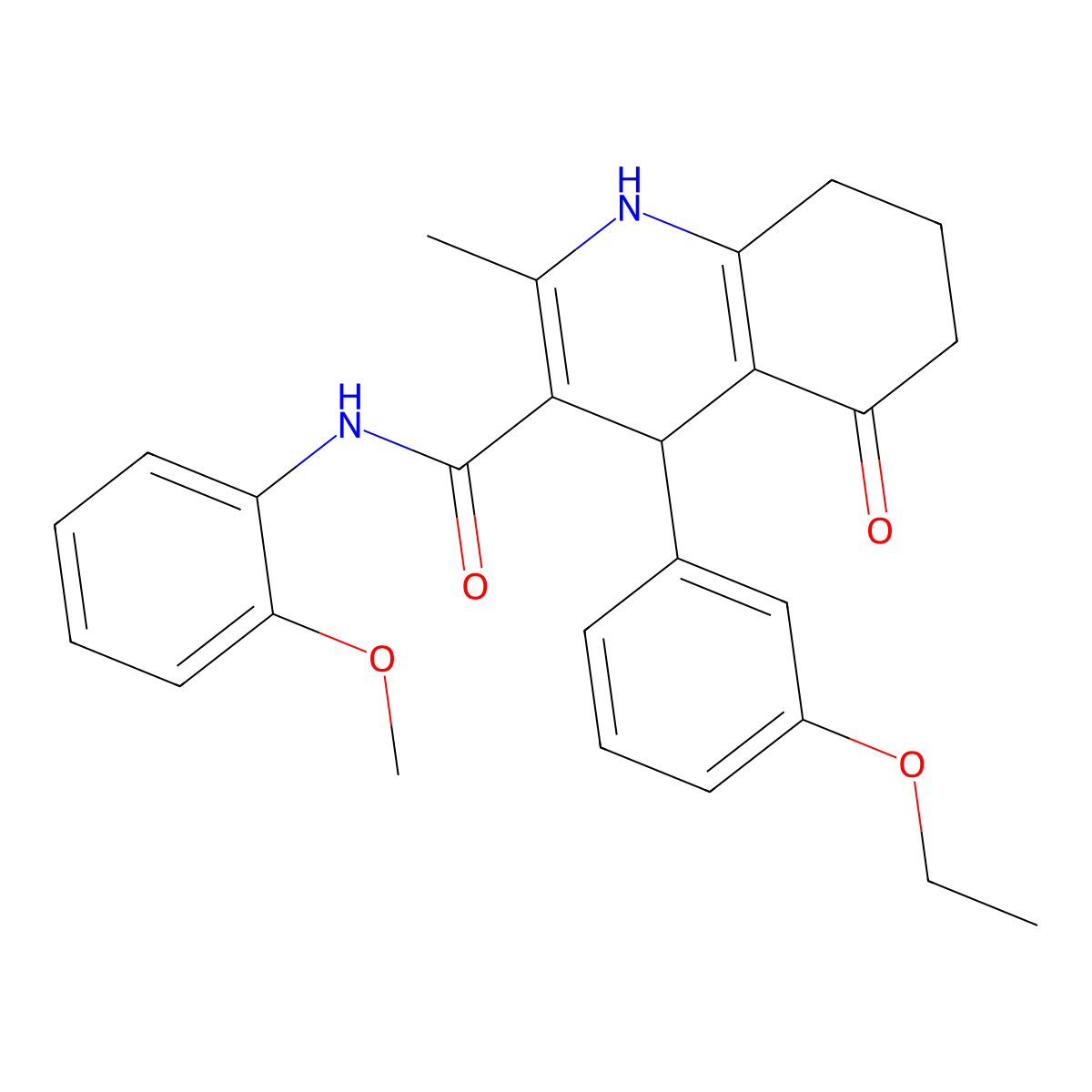 4-(3-ethoxyphenyl)-N-(2-methoxyphenyl)-2-methyl-5-oxo-1,4,5,6,7,8-hexahydroquinoline-3-carboxamide molecular structure, CAS 346714-29-2