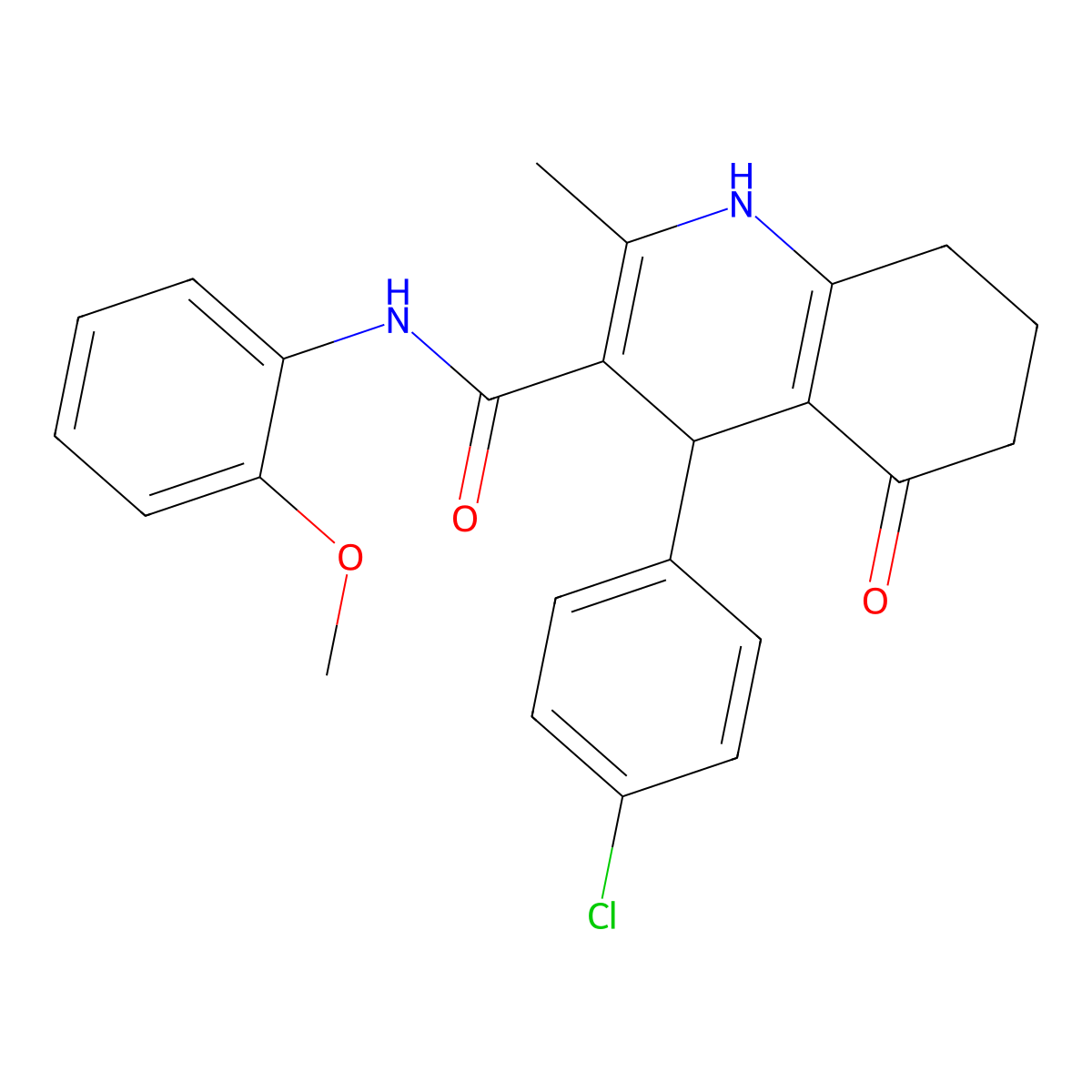 4-(4-chlorophenyl)-N-(2-methoxyphenyl)-2-methyl-5-oxo-4,6,7,8-tetrahydro-1H-quinoline-3-carboxamide molecular structure, CAS 346714-47-4