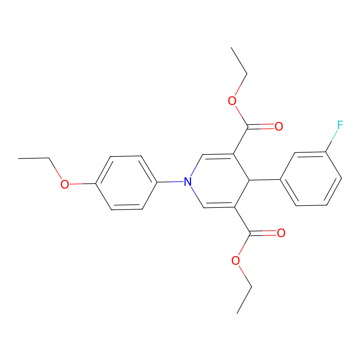 Diethyl 1-(4-ethoxyphenyl)-4-(3-fluorophenyl)-1,4-dihydropyridine-3,5-dicarboxylate molecular structure, CAS 346714-55-4