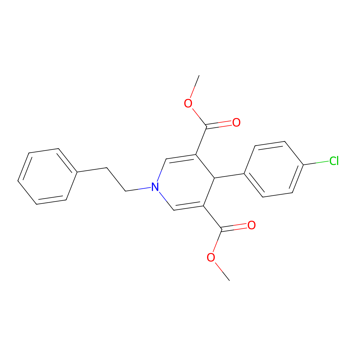 Dimethyl 4-(4-chlorophenyl)-1-(2-phenylethyl)-1,4-dihydropyridine-3,5-dicarboxylate molecular structure, CAS 346714-67-8