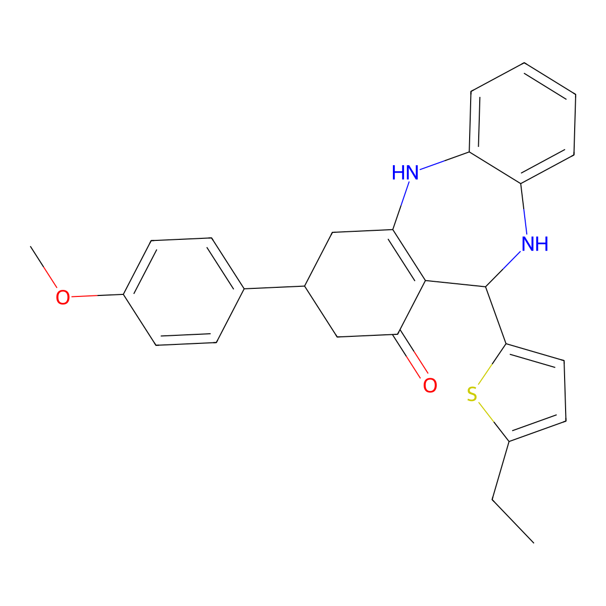 6-(5-Ethylthiophen-2-yl)-9-(4-methoxyphenyl)-5,6,8,9,10,11-hexahydrobenzo[b][1,4]benzodiazepin-7-one molecular structure, CAS 346714-78-1