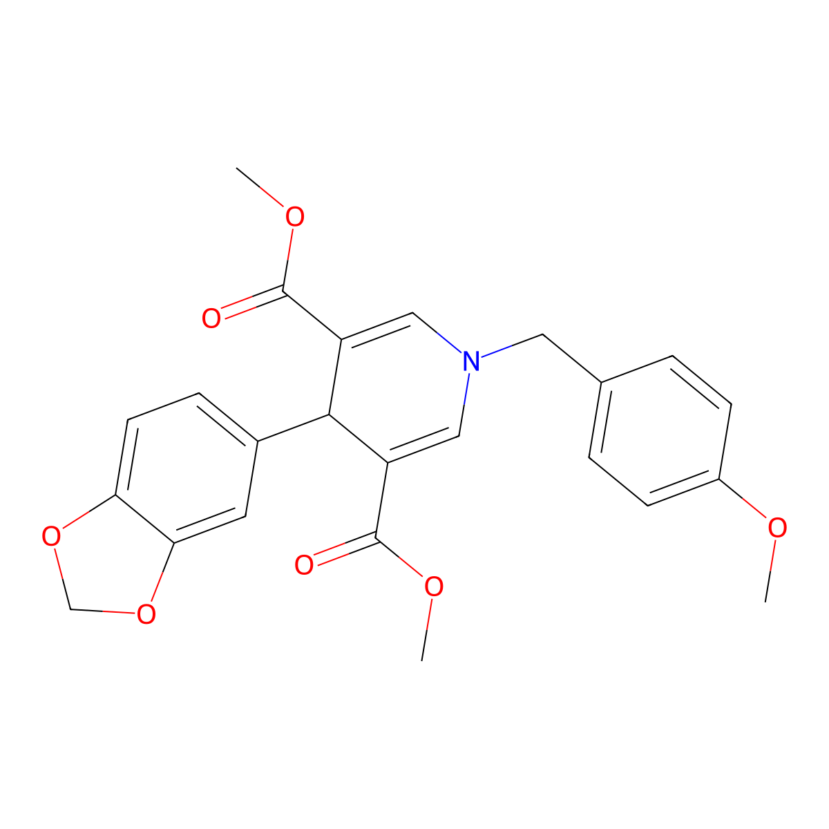 Dimethyl 4-(1,3-benzodioxol-5-yl)-1-(4-methoxybenzyl)-1,4-dihydropyridine-3,5-dicarboxylate molecular structure, CAS 346714-81-6
