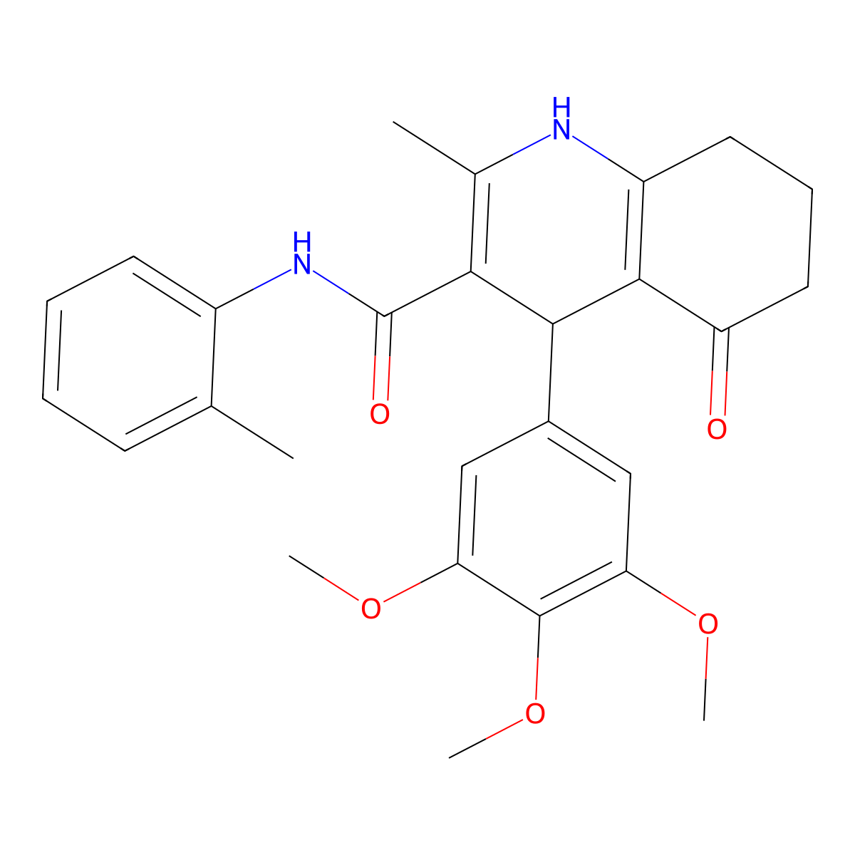 2-methyl-N-(2-methylphenyl)-5-oxo-4-(3,4,5-trimethoxyphenyl)-1,4,5,6,7,8-hexahydroquinoline-3-carboxamide molecular structure, CAS 346715-01-3