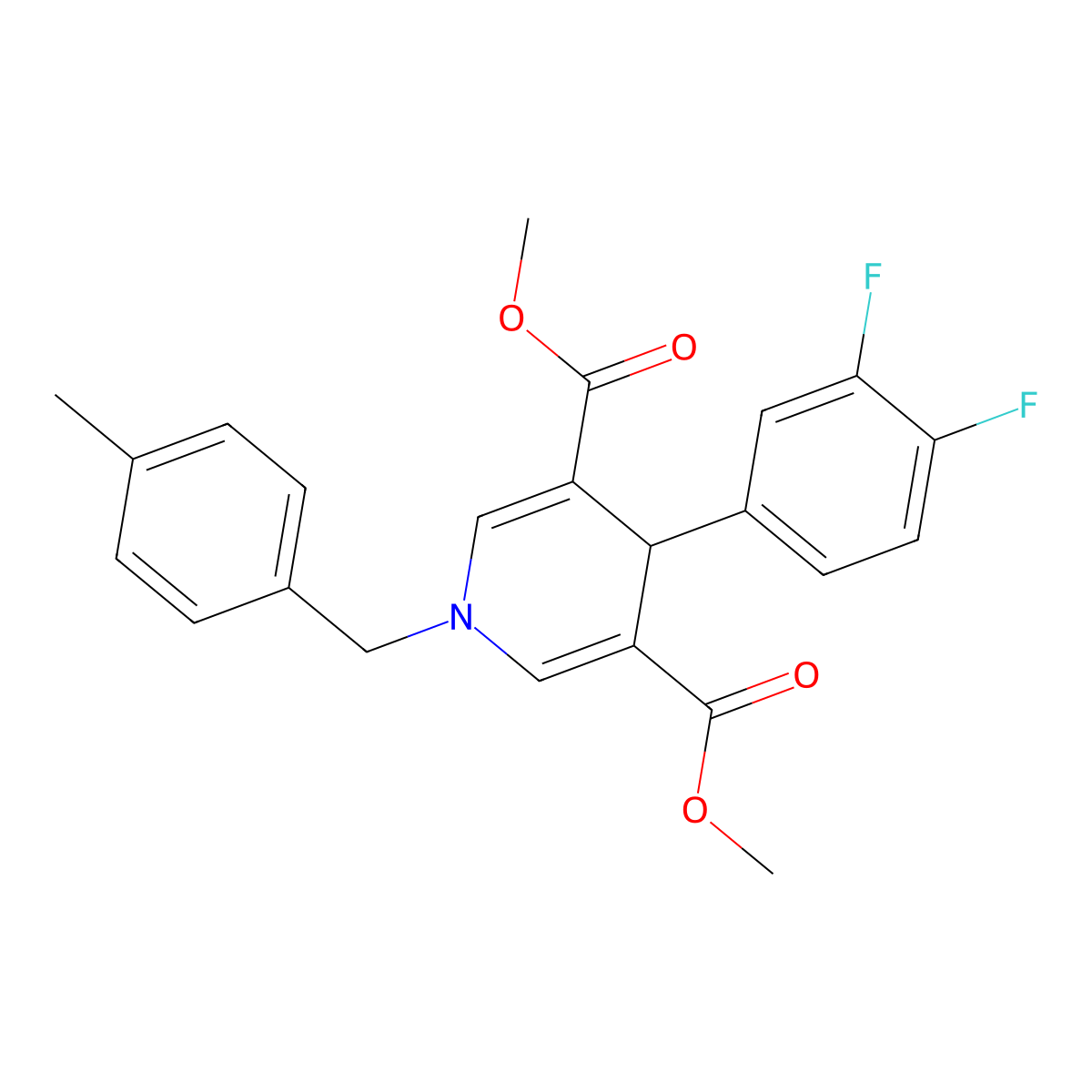 Dimethyl 4-(3,4-difluorophenyl)-1-(4-methylbenzyl)-1,4-dihydropyridine-3,5-dicarboxylate molecular structure, CAS 346715-03-5