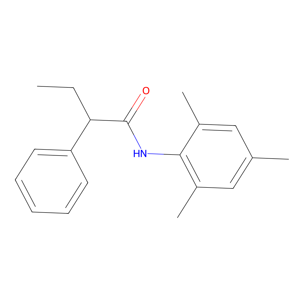 2-phenyl-N-(2,4,6-trimethylphenyl)butanamide molecular structure, CAS 346715-29-5