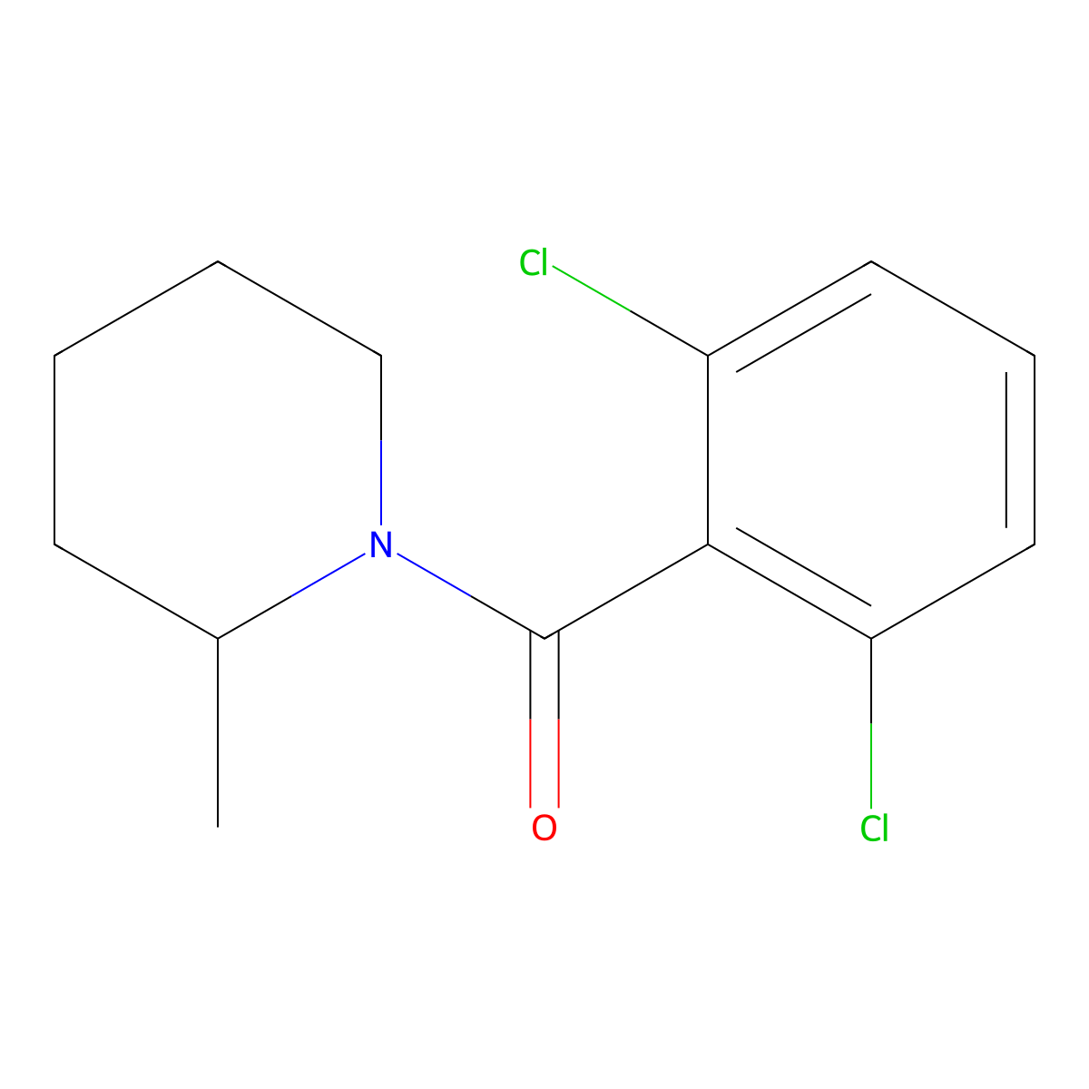 (2,6-Dichlorophenyl)(2-methylpiperidin-1-yl)methanone molecular structure, CAS 346715-35-3