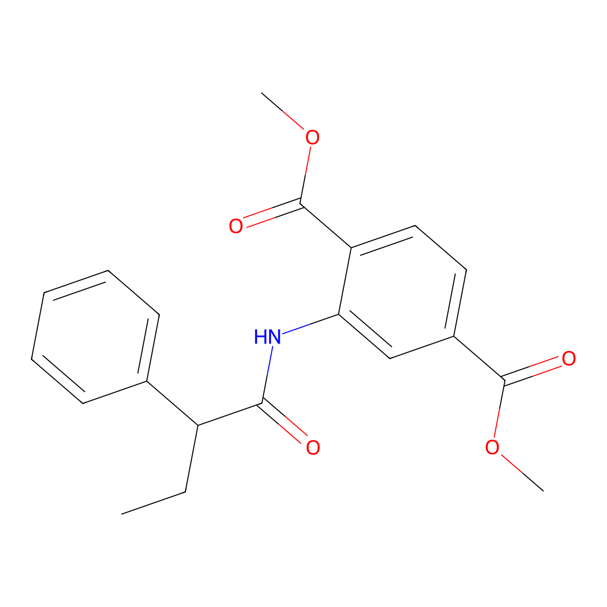 Dimethyl 2-[(2-phenylbutanoyl)amino]terephthalate molecular structure, CAS 346715-40-0