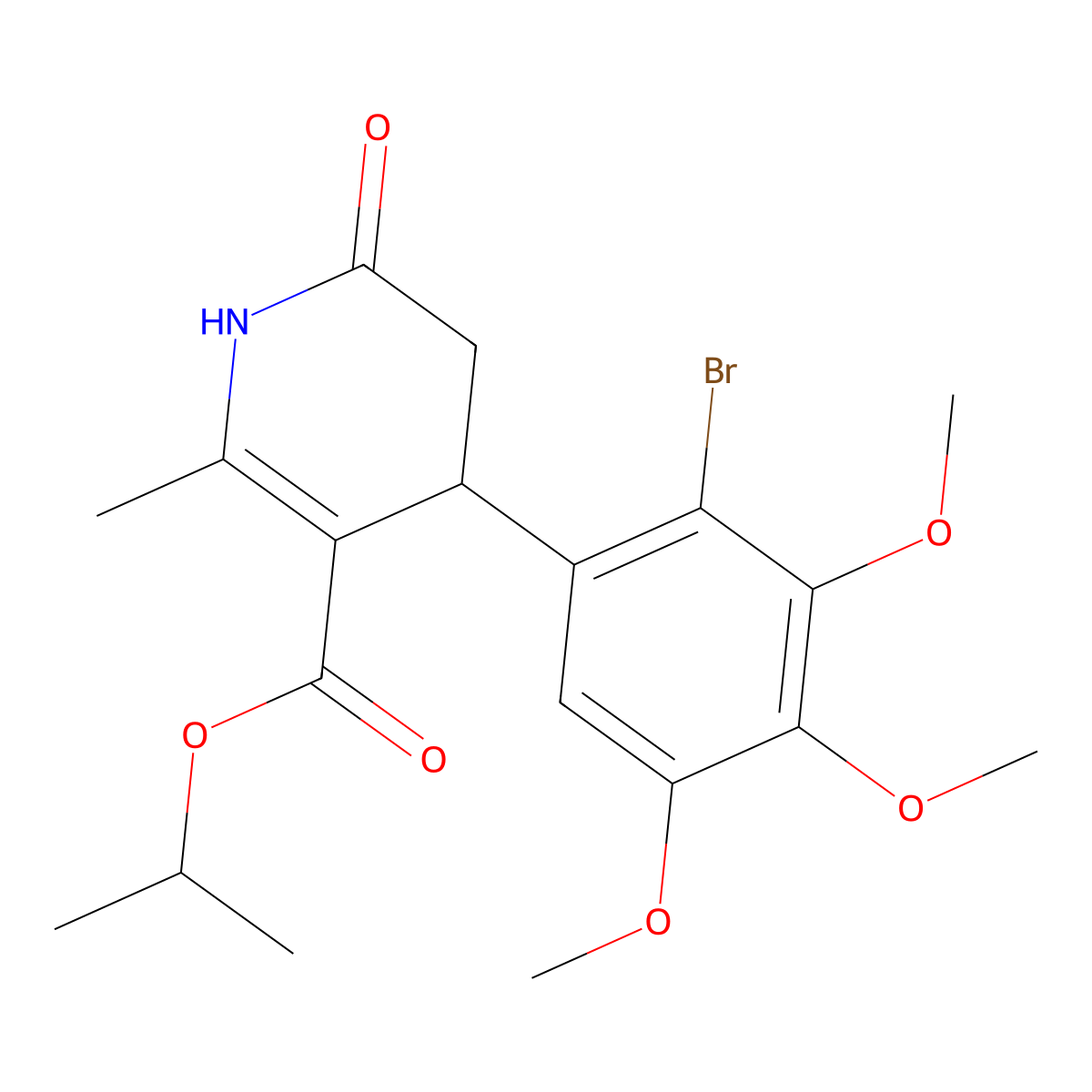 Propan-2-yl 4-(2-bromo-3,4,5-trimethoxyphenyl)-2-methyl-6-oxo-1,4,5,6-tetrahydropyridine-3-carboxylate molecular structure, CAS 346715-60-4