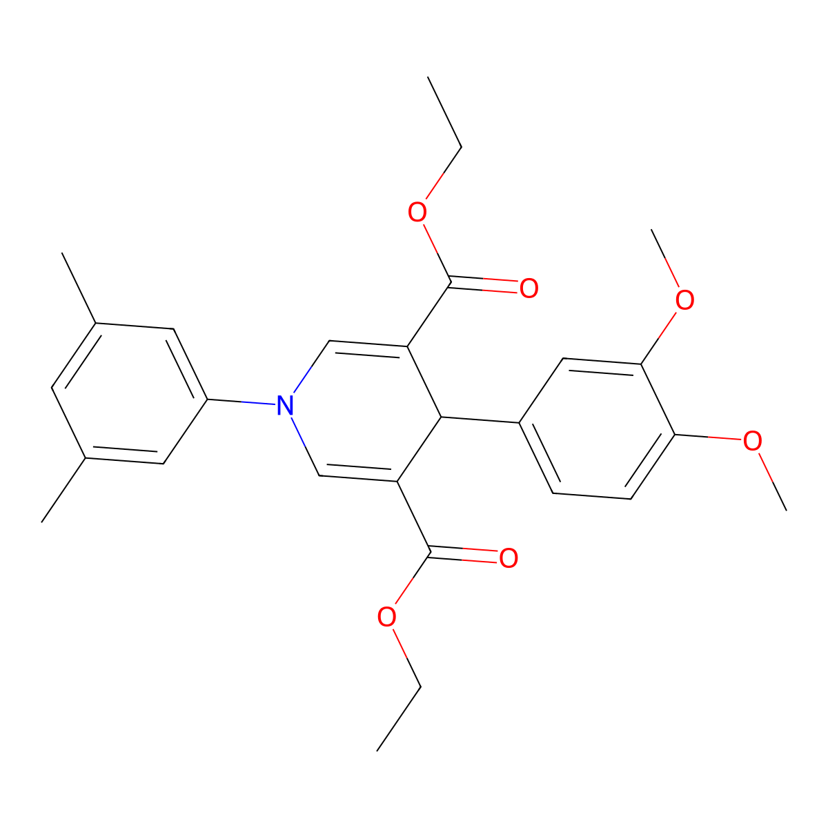 Diethyl 4-(3,4-dimethoxyphenyl)-1-(3,5-dimethylphenyl)-1,4-dihydropyridine-3,5-dicarboxylate molecular structure, CAS 346715-86-4