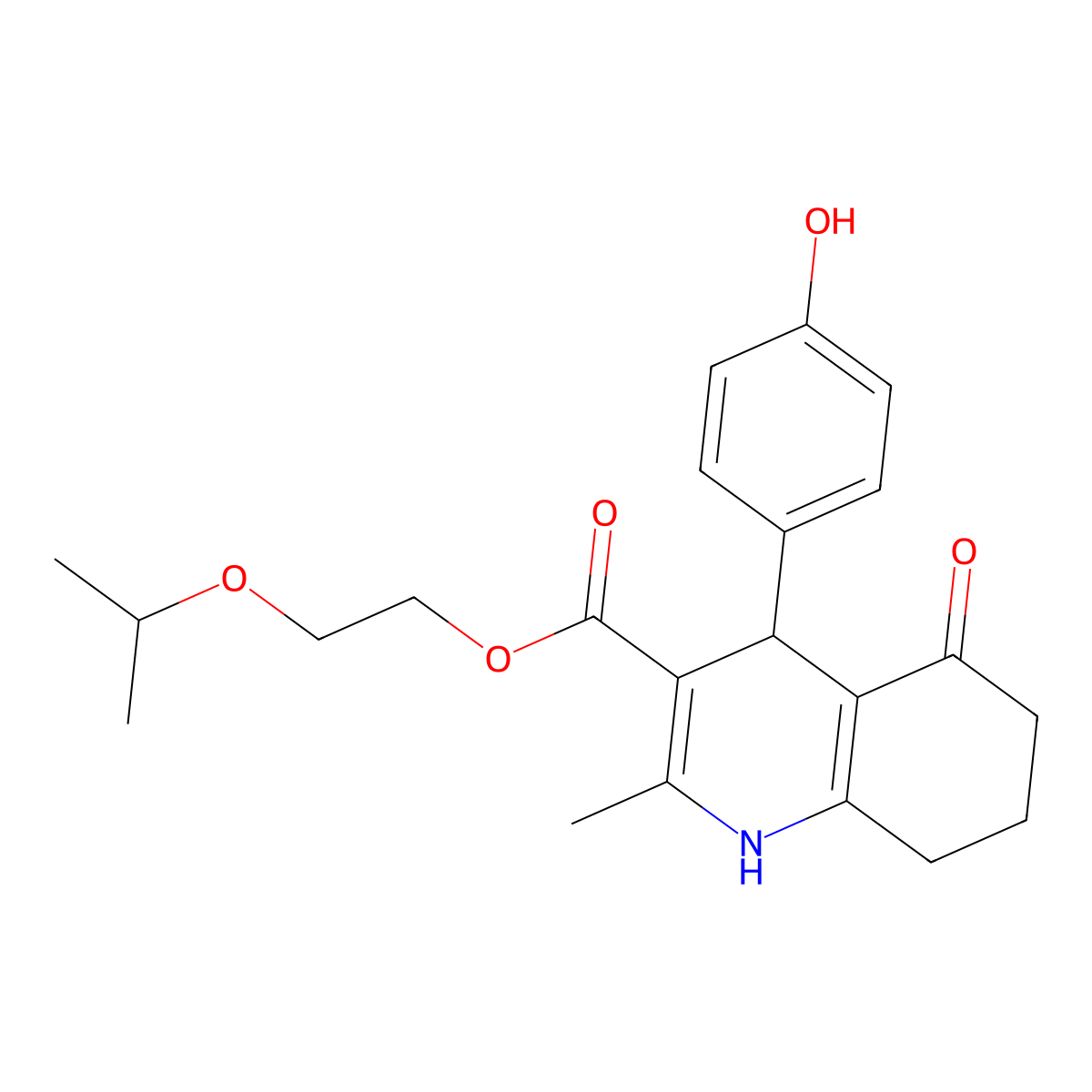 2-(Propan-2-yloxy)ethyl 4-(4-hydroxyphenyl)-2-methyl-5-oxo-1,4,5,6,7,8-hexahydroquinoline-3-carboxylate molecular structure, CAS 346715-91-1