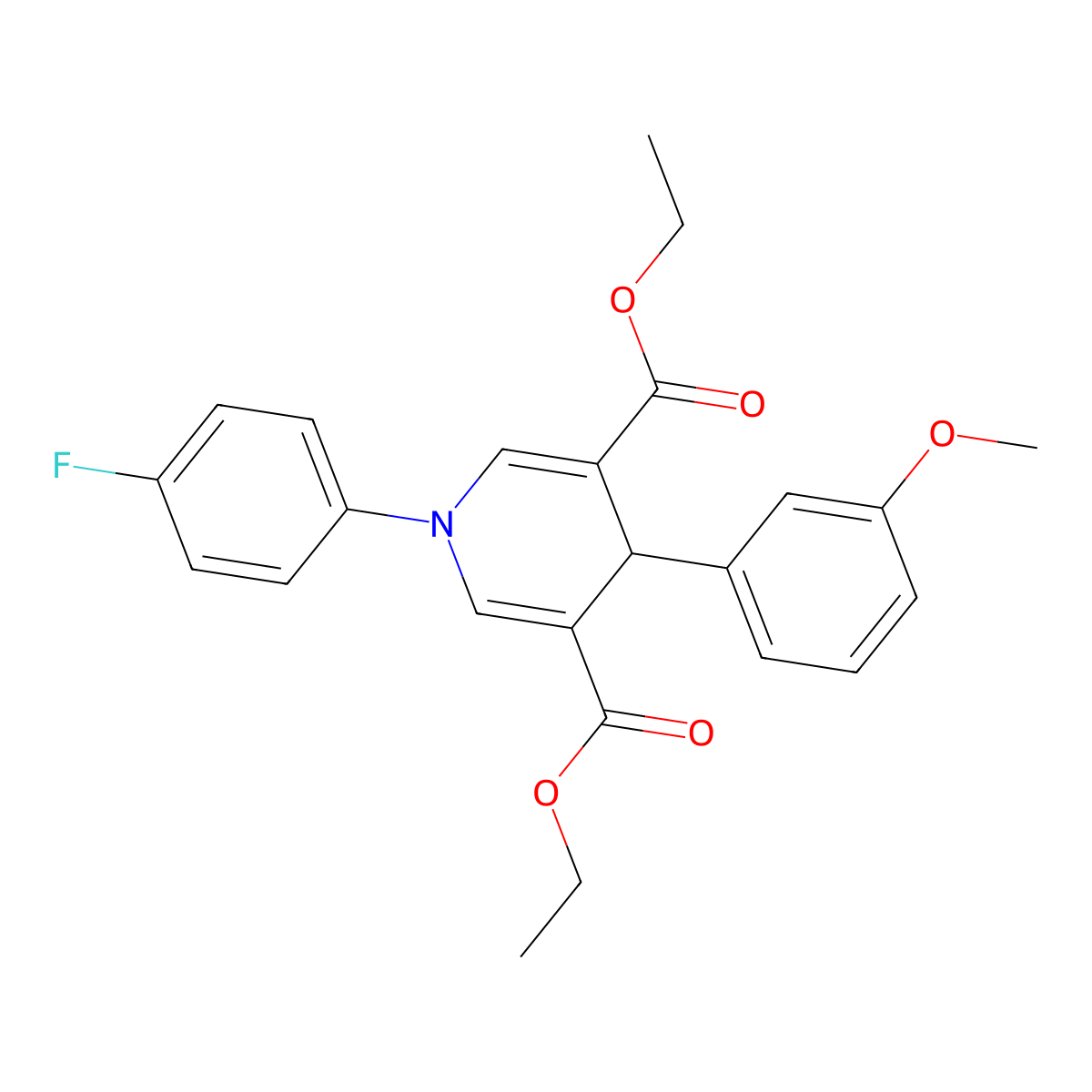 Diethyl 1-(4-fluorophenyl)-4-(3-methoxyphenyl)-1,4-dihydropyridine-3,5-dicarboxylate molecular structure, CAS 346715-96-6