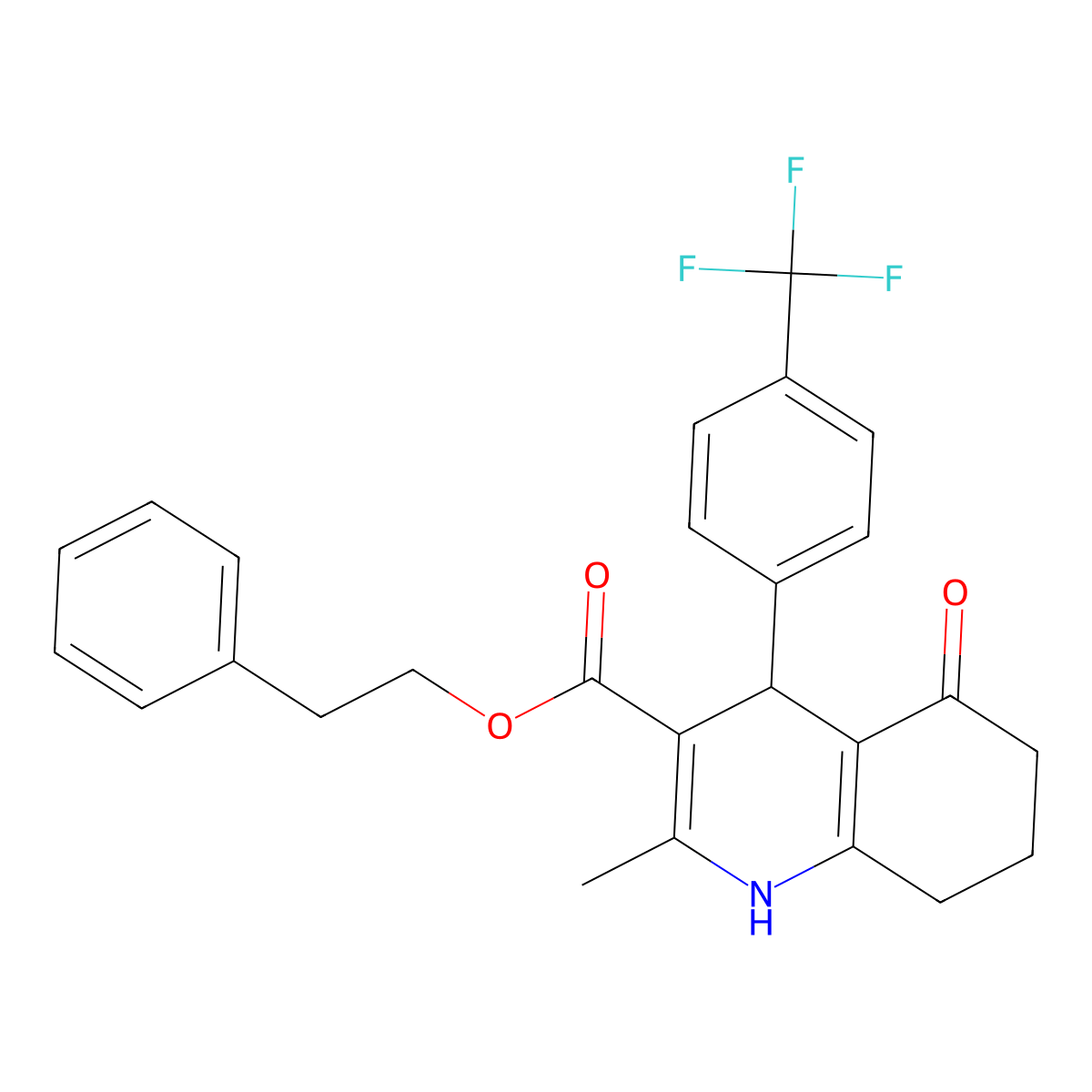 2-Phenylethyl 2-methyl-5-oxo-4-[4-(trifluoromethyl)phenyl]-1,4,5,6,7,8-hexahydroquinoline-3-carboxylate molecular structure, CAS 346716-04-9