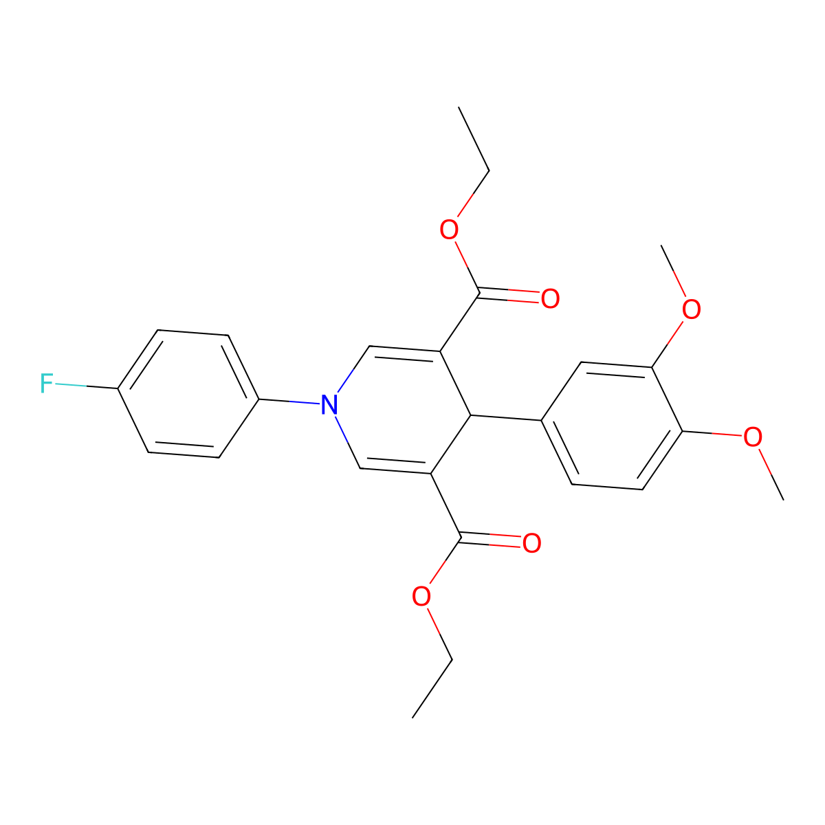Diethyl 4-(3,4-dimethoxyphenyl)-1-(4-fluorophenyl)-1,4-dihydropyridine-3,5-dicarboxylate molecular structure, CAS 346716-07-2