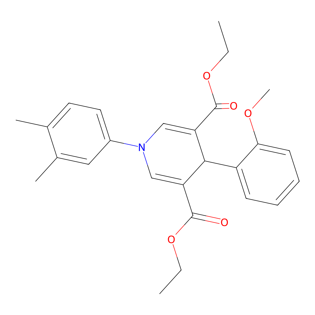 Diethyl 1-(3,4-dimethylphenyl)-4-(2-methoxyphenyl)-1,4-dihydropyridine-3,5-dicarboxylate molecular structure, CAS 346716-35-6