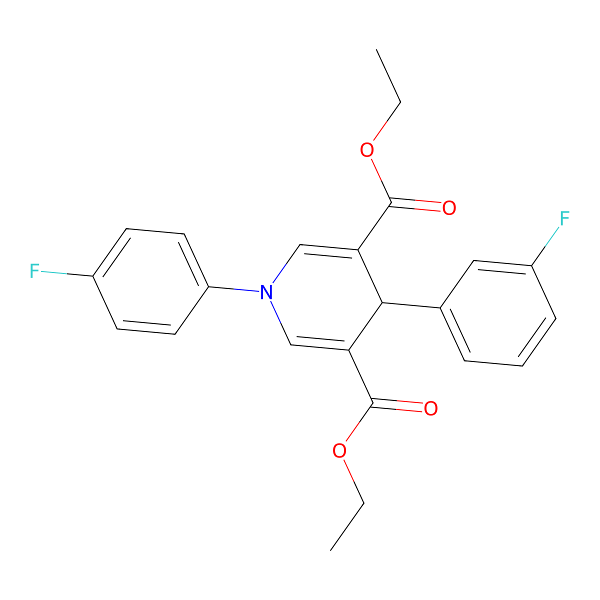 Diethyl 4-(3-fluorophenyl)-1-(4-fluorophenyl)-1,4-dihydropyridine-3,5-dicarboxylate molecular structure, CAS 346716-38-9