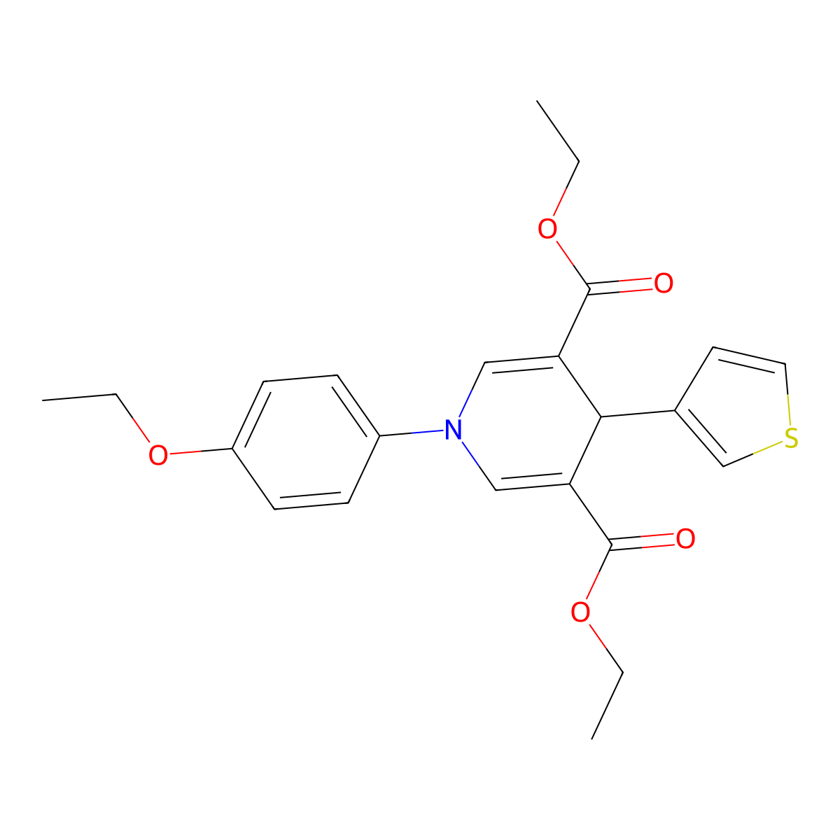 Diethyl 1-(4-ethoxyphenyl)-4-(thiophen-3-yl)-1,4-dihydropyridine-3,5-dicarboxylate molecular structure, CAS 346716-39-0