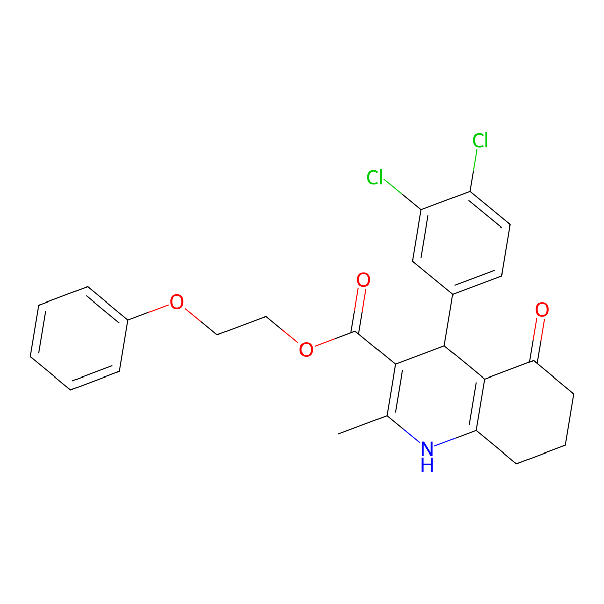 2-Phenoxyethyl 4-(3,4-dichlorophenyl)-2-methyl-5-oxo-1,4,5,6,7,8-hexahydroquinoline-3-carboxylate molecular structure, CAS 346716-46-9