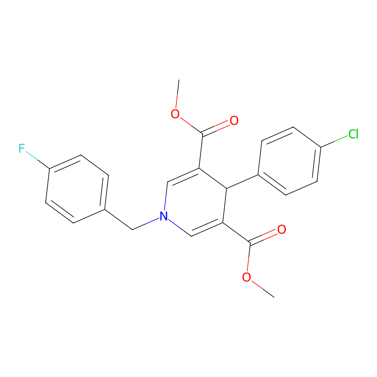 Dimethyl 4-(4-chlorophenyl)-1-(4-fluorobenzyl)-1,4-dihydropyridine-3,5-dicarboxylate molecular structure, CAS 346716-55-0