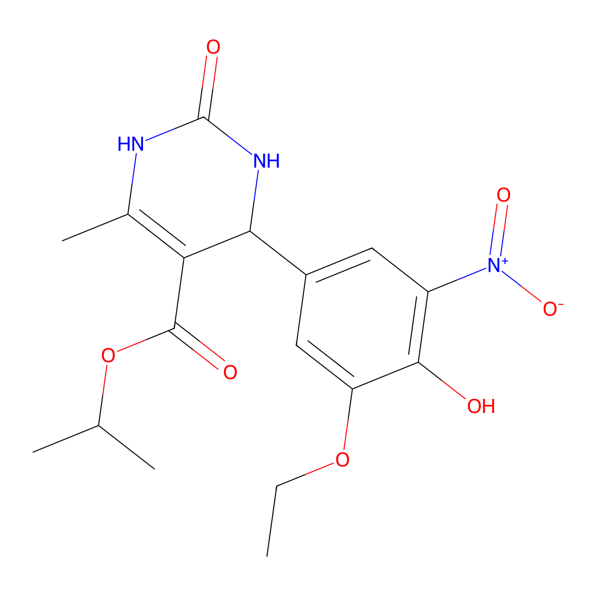 Propan-2-yl 4-(3-ethoxy-4-hydroxy-5-nitrophenyl)-6-methyl-2-oxo-1,2,3,4-tetrahydropyrimidine-5-carboxylate molecular structure, CAS 346716-64-1
