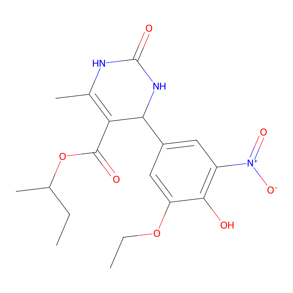 Butan-2-yl 4-(3-ethoxy-4-hydroxy-5-nitrophenyl)-6-methyl-2-oxo-1,2,3,4-tetrahydropyrimidine-5-carboxylate molecular structure, CAS 346716-67-4