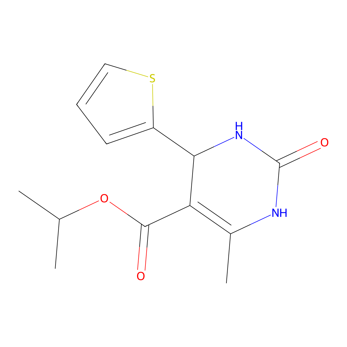 Isopropyl 6-methyl-2-oxo-4-(2-thienyl)-1,2,3,4-tetrahydro-5-pyrimidinecarboxylate molecular structure, CAS 346716-72-1