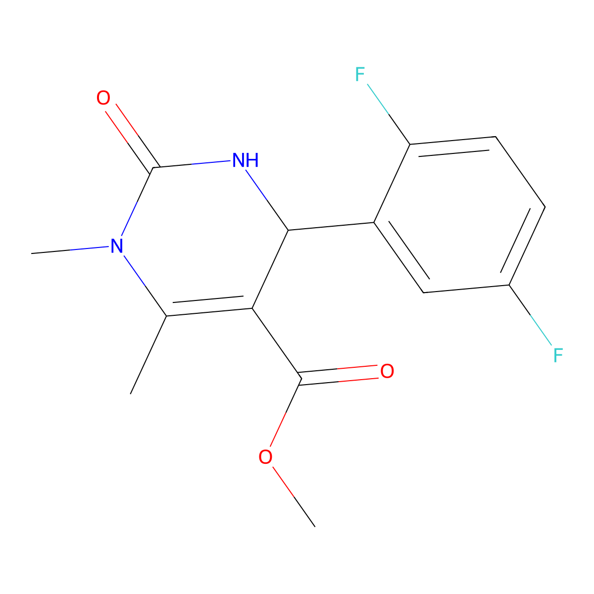 Methyl 4-(2,5-difluorophenyl)-1,6-dimethyl-2-oxo-1,2,3,4-tetrahydro-5-pyrimidinecarboxylate molecular structure, CAS 346716-79-8