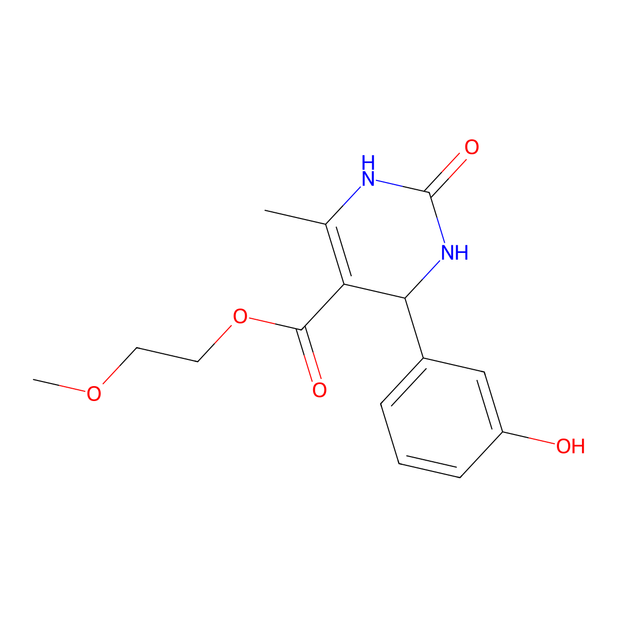 2-Methoxyethyl 4-(3-hydroxyphenyl)-6-methyl-2-oxo-1,2,3,4-tetrahydropyrimidine-5-carboxylate molecular structure, CAS 346716-83-4