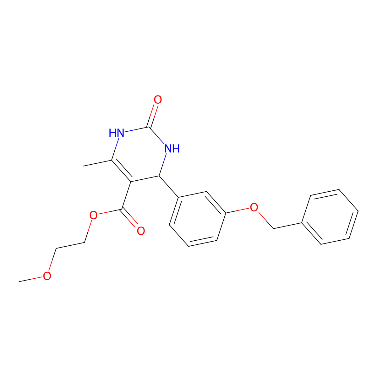2-Methoxyethyl 4-[3-(benzyloxy)phenyl]-6-methyl-2-oxo-1,2,3,4-tetrahydropyrimidine-5-carboxylate molecular structure, CAS 346716-87-8