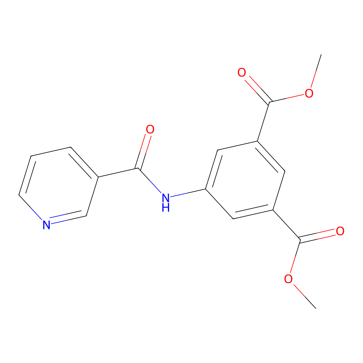 Dimethyl 5-(pyridine-3-carbonylamino)benzene-1,3-dicarboxylate molecular structure, CAS 346716-96-9