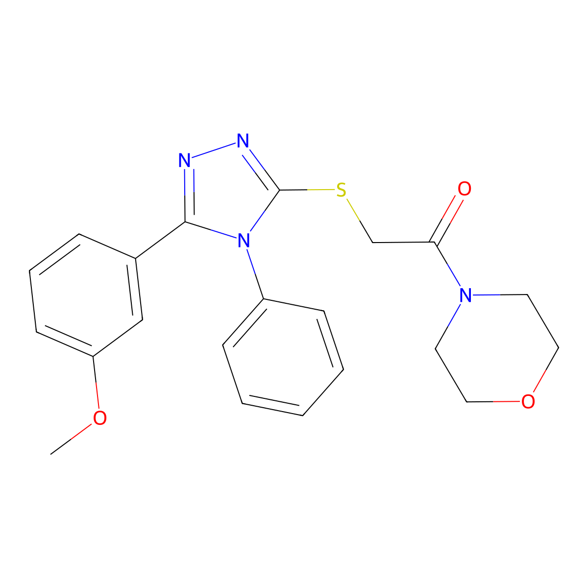 2-{[5-(3-methoxyphenyl)-4-phenyl-4H-1,2,4-triazol-3-yl]sulfanyl}-1-(morpholin-4-yl)ethanone molecular structure, CAS 346718-65-8