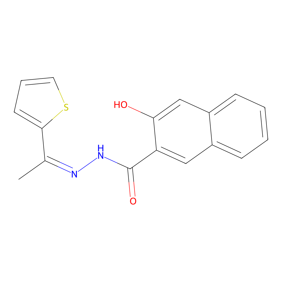 3-Hydroxy-2-naphthalenecarboxylic acid 2-[1-(2-thienyl)ethylidene]hydrazide molecular structure, CAS 346718-88-5