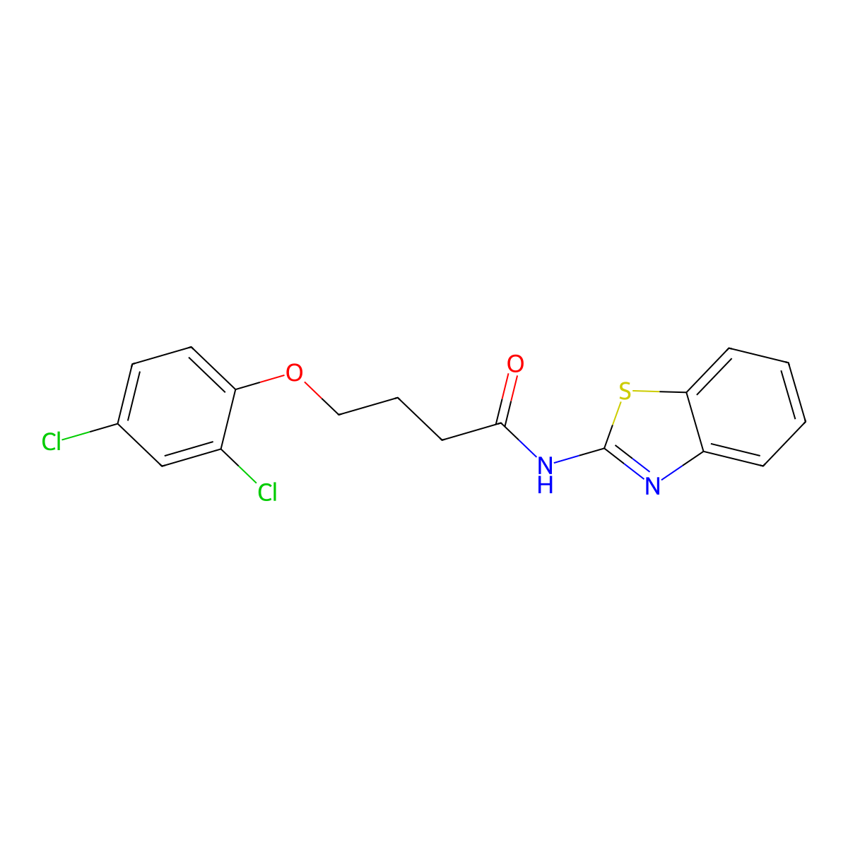 N-(1,3-benzothiazol-2-yl)-4-(2,4-dichlorophenoxy)butanamide molecular structure, CAS 346718-98-7