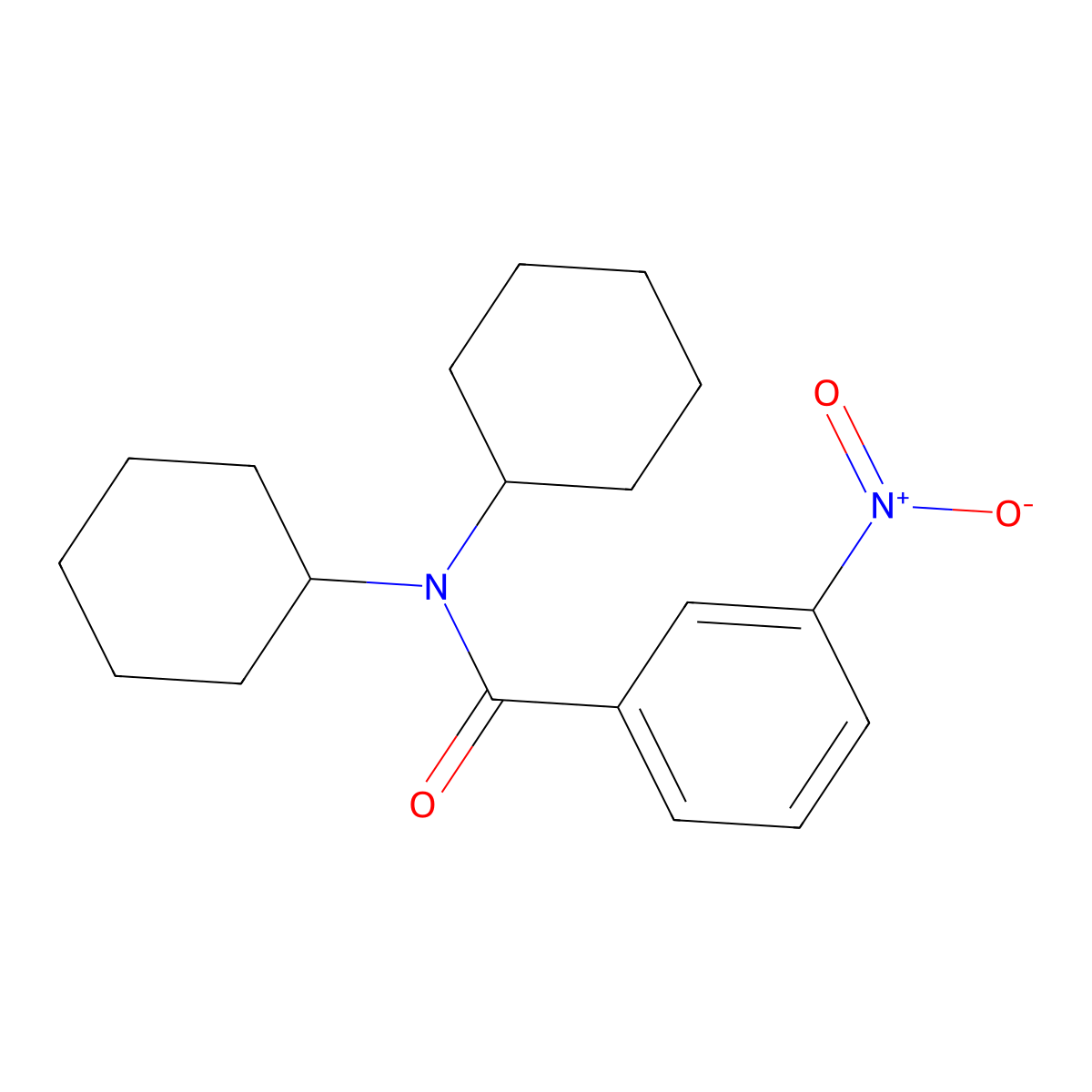 N,N-dicyclohexyl-3-nitrobenzamide molecular structure, CAS 346719-08-2