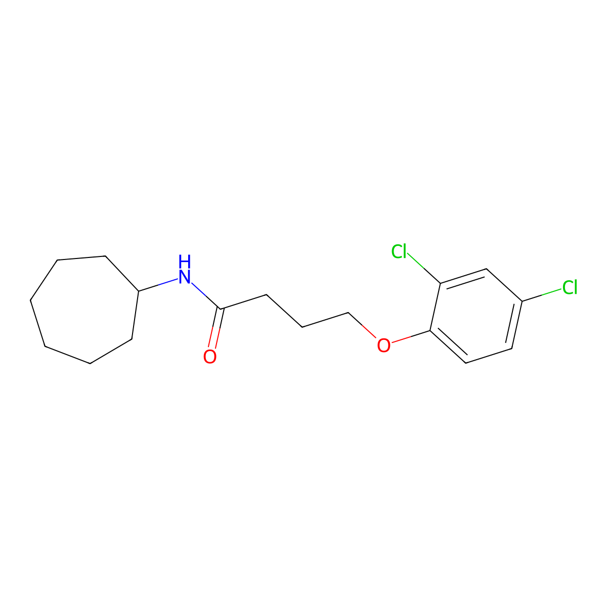 N-cycloheptyl-4-(2,4-dichlorophenoxy)butanamide molecular structure, CAS 346719-65-1