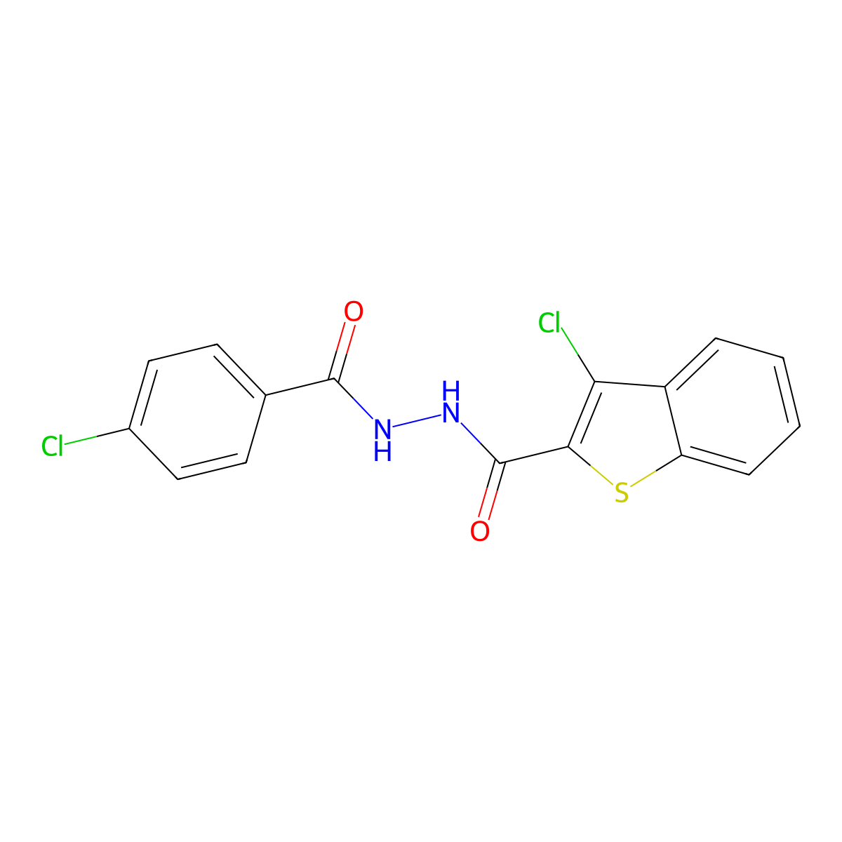 3-chloro-N'-(4-chlorobenzoyl)-1-benzothiophene-2-carbohydrazide molecular structure, CAS 346719-66-2