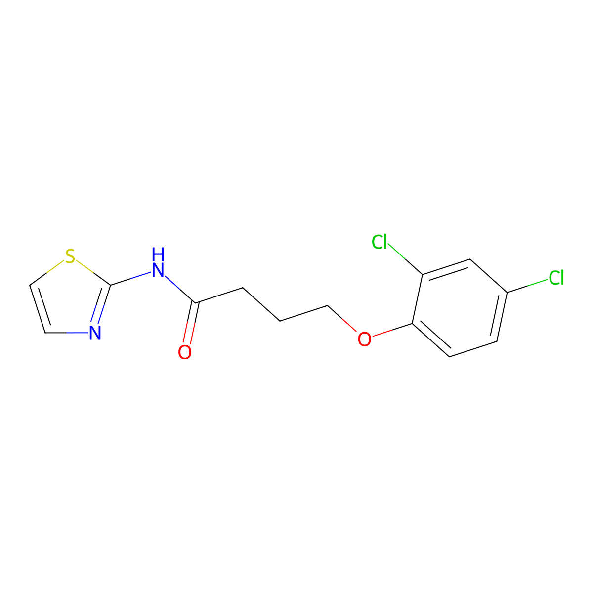 4-(2,4-dichlorophenoxy)-N-(1,3-thiazol-2-yl)butanamide molecular structure, CAS 346719-72-0