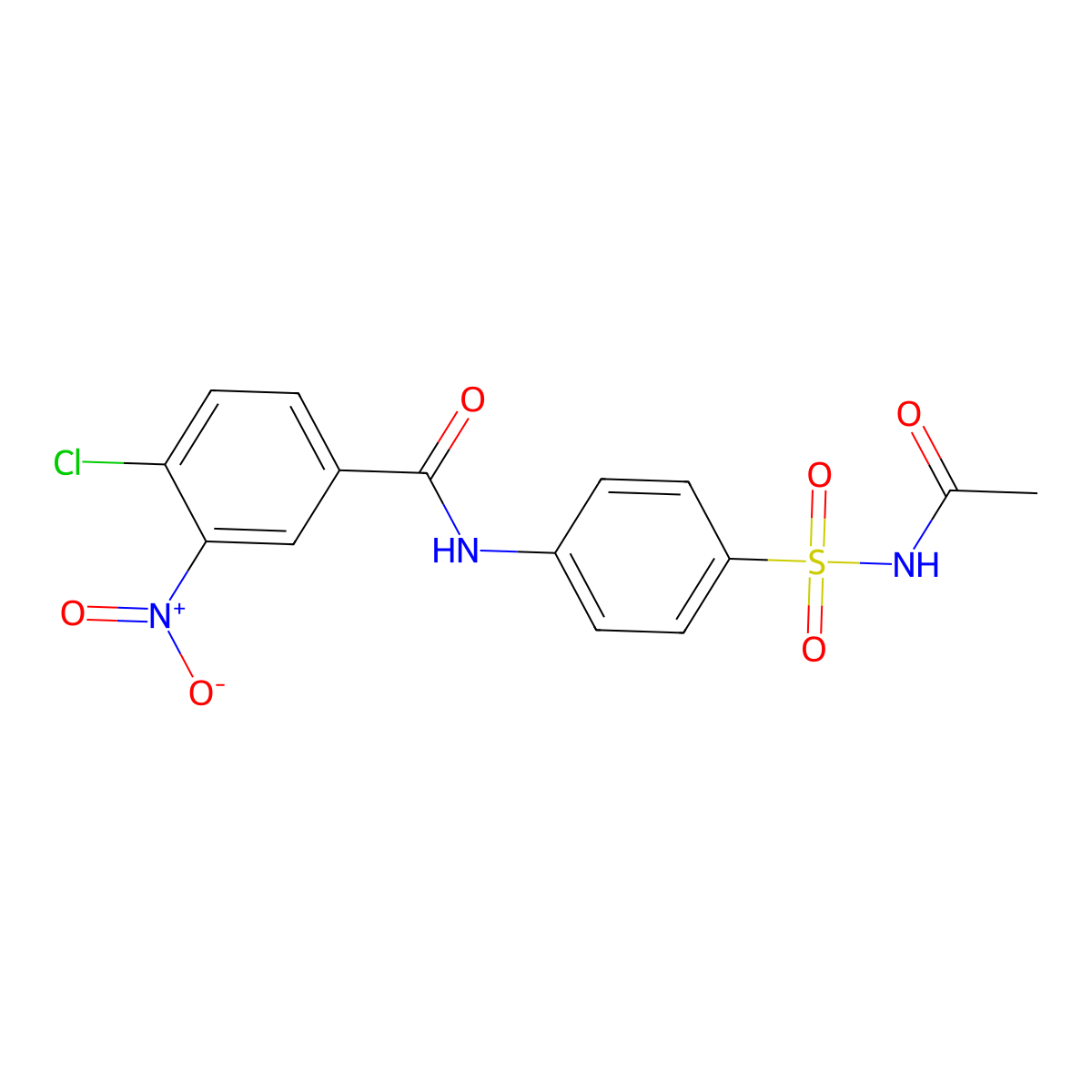 N-[4-(acetylsulfamoyl)phenyl]-4-chloro-3-nitrobenzamide molecular structure, CAS 346719-75-3