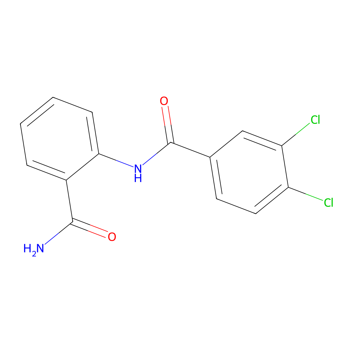 N-(2-carbamoylphenyl)-3,4-dichlorobenzamide molecular structure, CAS 346719-80-0