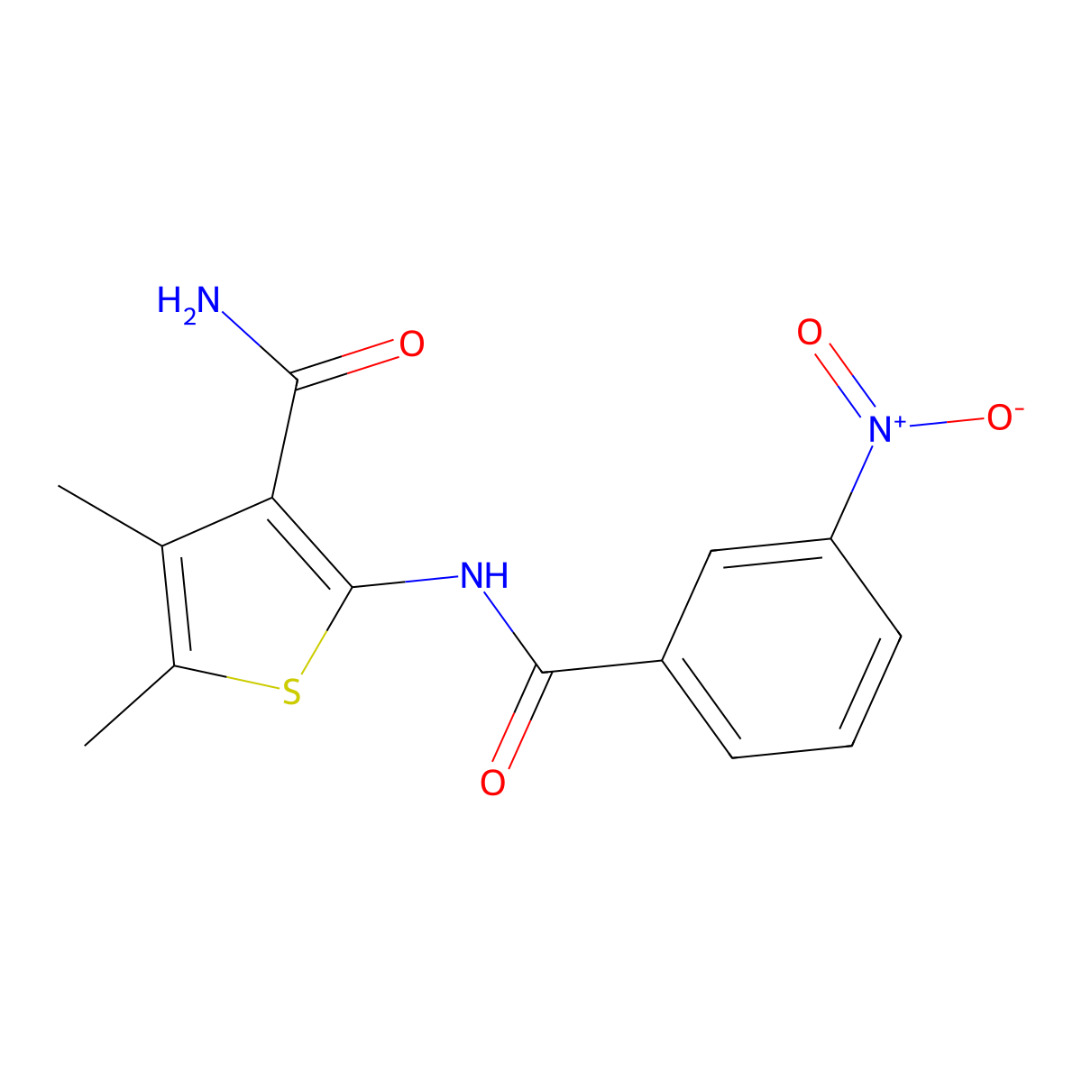 4,5-Dimethyl-2-[(3-nitrobenzoyl)amino]-3-thiophenecarboxamide molecular structure, CAS 346720-11-4