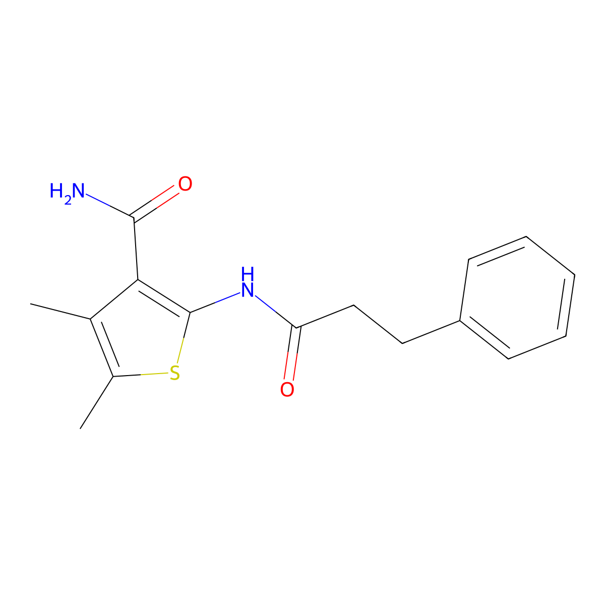 4,5-Dimethyl-2-(3-phenylpropanamido)thiophene-3-carboxamide molecular structure, CAS 346720-15-8
