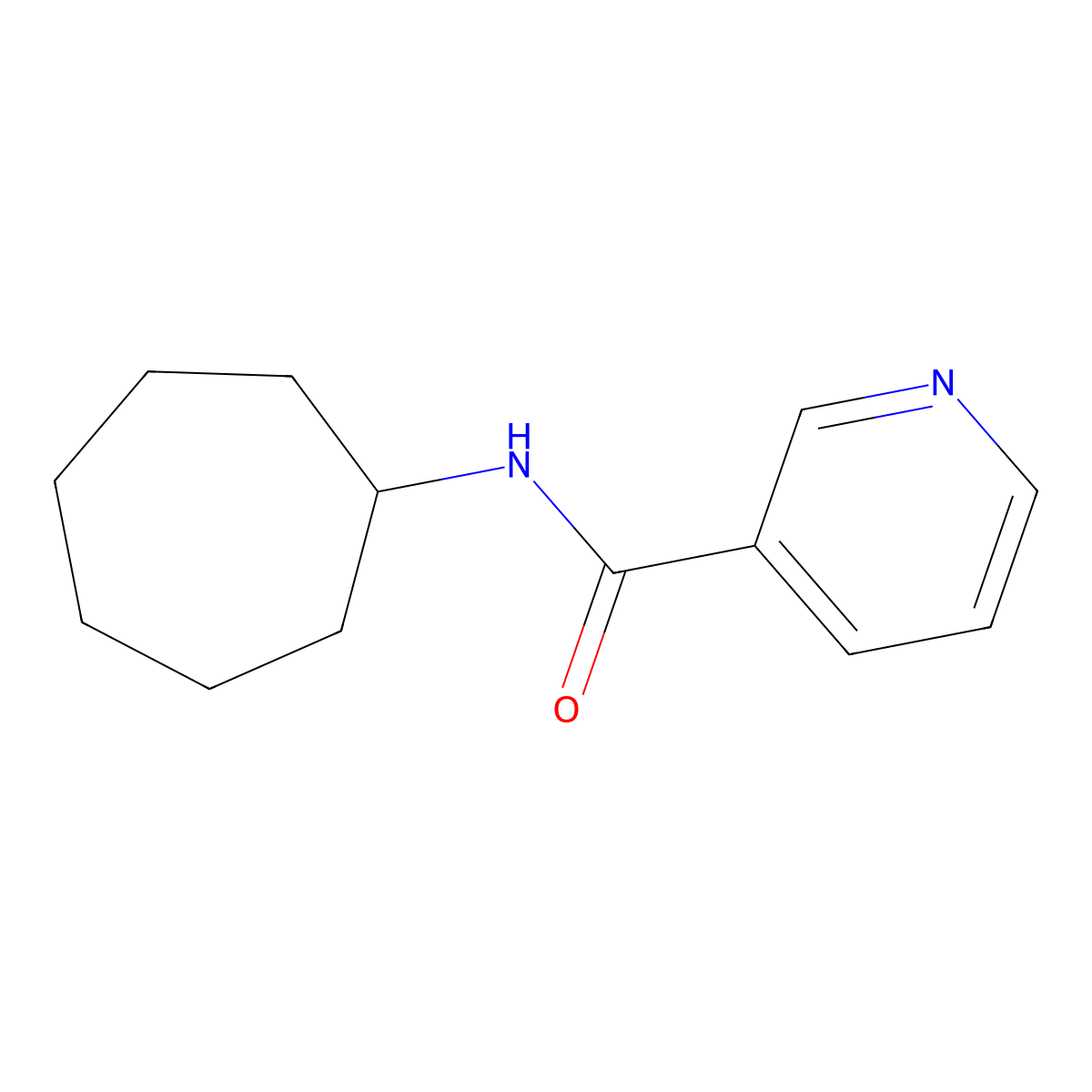 N-cycloheptylpyridine-3-carboxamide molecular structure, CAS 346720-18-1