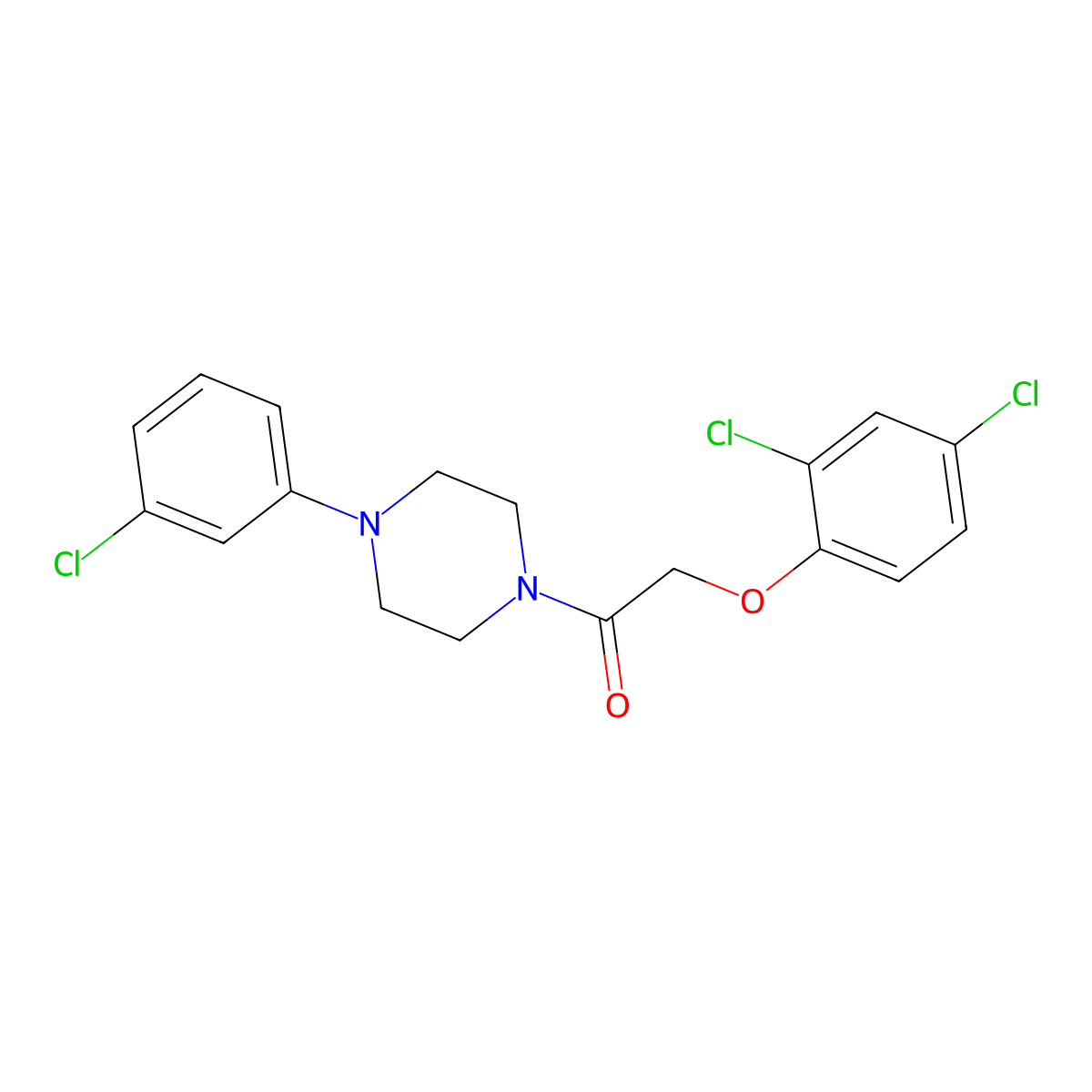 1-(4-(3-Chlorophenyl)-1-piperazinyl)-2-(2,4-dichlorophenoxy)ethanone molecular structure, CAS 346720-26-1
