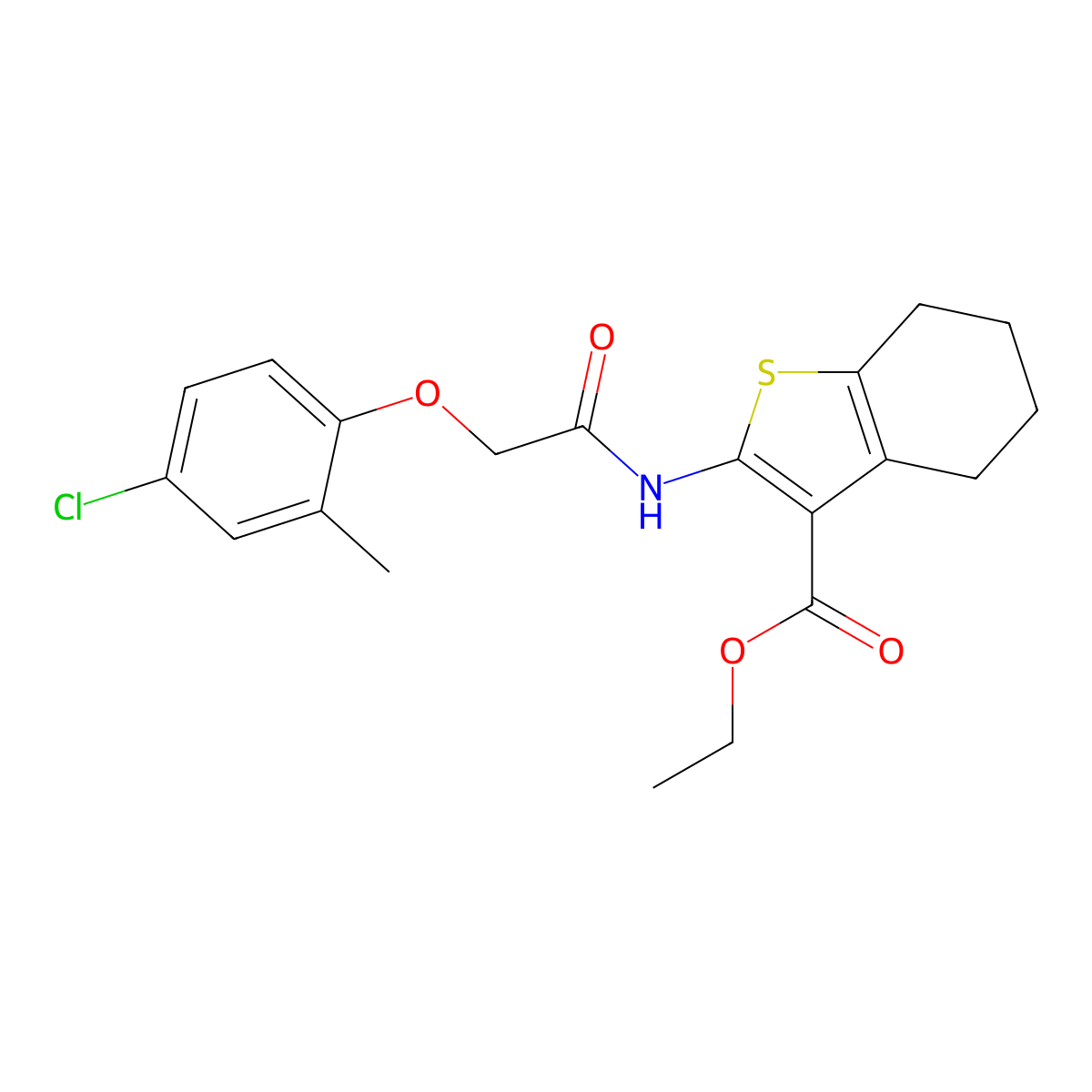 Ethyl 2-{[(4-chloro-2-methylphenoxy)acetyl]amino}-4,5,6,7-tetrahydro-1-benzothiophene-3-carboxylate molecular structure, CAS 346720-81-8