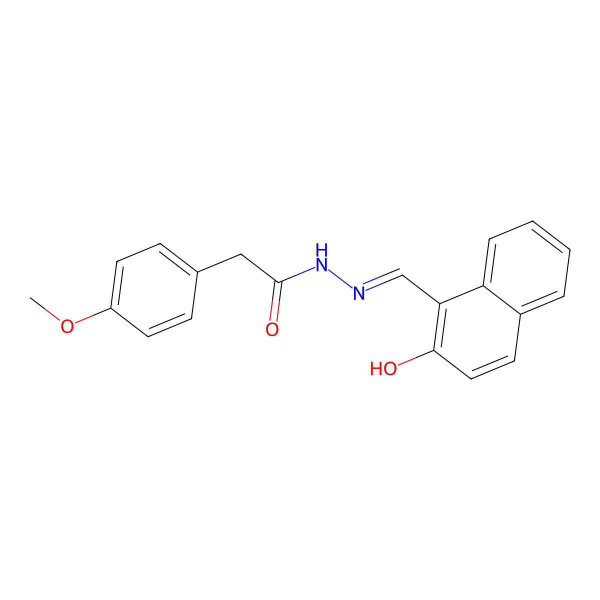 N'-[(2-hydroxy-1-naphthyl)methylene]-2-(4-methoxyphenyl)acetohydrazide molecular structure, CAS 346721-50-4